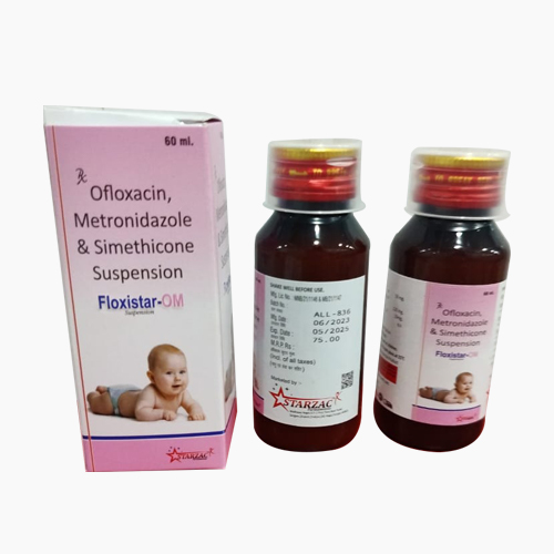 Product Name: FLOXISTAR OM, Compositions of FLOXISTAR OM are Ofloxacin Metronidazole & Simethicone Suspension  - Access Life Science