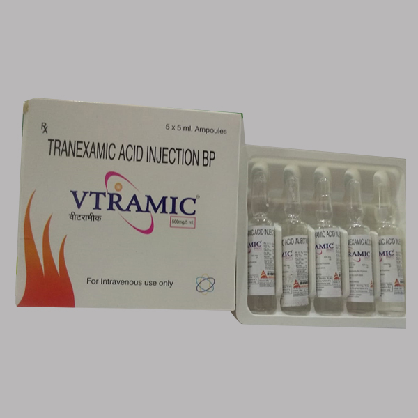 Product Name: Vtramic, Compositions of Vtramic are Tranexamic  Acid Injection BP - Biovista Lifesciences