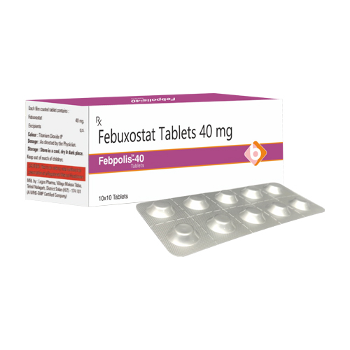 Product Name: FEBPOLIS 40, Compositions of FEBPOLIS 40 are Febuxostat Tablets 40 mg  - Biopolis Lifesciences Private Limited