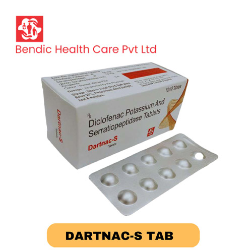 Product Name: DARTNAC S, Compositions of DARTNAC S are Diclofenac Potassium And Serratiopeptidase Tablets - Bendic Healthcare Private Limited