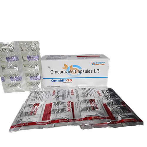 Product Name: Omnidif 20 , Compositions of Omeprazole Capsules I.P are Omeprazole Capsules I.P - Cardiff Biocare