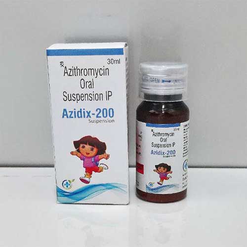 Product Name: Azidix 200, Compositions of are Azithromycin Oral Suspension IP - Caddix Healthcare