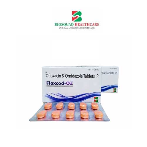 Product Name: FLOXCOD OZ, Compositions of Ofloxacin & Ornidazole Tablets IP are Ofloxacin & Ornidazole Tablets IP - Biosquad Healthcare