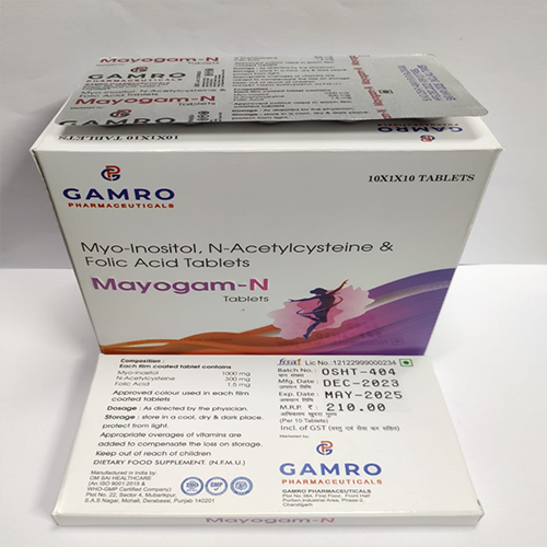 Product Name: Mayogam N, Compositions of Mayogam N are Myo-Inositol, N-Acetylcysteine & Folic Acid Tablets  - Gamro Pharmaceuticals