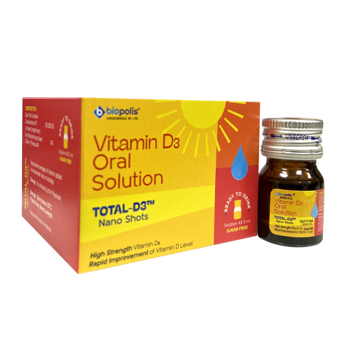 Product Name: TOTAL D3, Compositions of Vitamin D3 Oral Solution  are Vitamin D3 Oral Solution  - Biopolis Lifesciences Private Limited