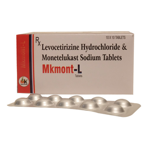 Product Name: Mkmont L Tablets, Compositions of Mkmont L Tablets are Levocetirizine Hydrochloride & Monetelukast Sodium Tablets - MK Healthcare