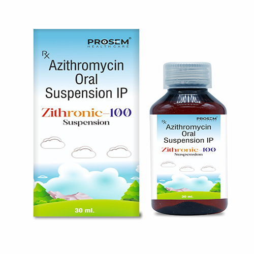 Product Name: Zithronic 100, Compositions of Zithronic 100 are Azithromycin Oral Suspension IP - Prosem Healthcare