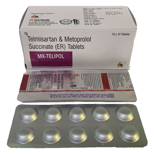 Product Name: MK TELIPOL, Compositions of Telmisartan & Metoprolol Succinate (ER) Tablets are Telmisartan & Metoprolol Succinate (ER) Tablets - MK Healthcare