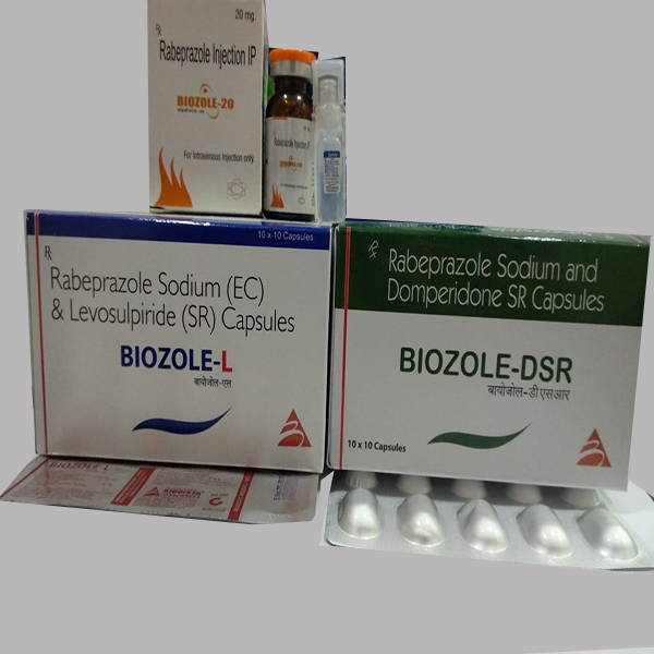 Product Name: Biozole, Compositions of Biozole are Rabeprazole Sodium (EC) & Levosulpiride(SR)Capsules - Biovista Lifesciences