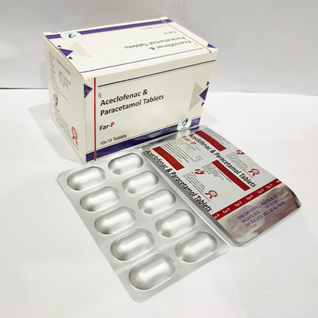 Product Name: Far P, Compositions of Far P are Aceclofenac & Paracetamol Tablets - Arvoni Lifesciences Private Limited