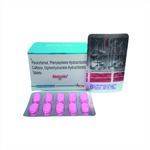 Product Name: Sktcold, Compositions of Sktcold are Paracetamol,Phenylephrine Hydrochloride,Caffeine & Diphenhydramine Hydrochloride Tablets - Biosky Remedies