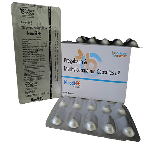 Product Name: Nurodif PG, Compositions of Nurodif PG are Pregabalin & Methylcobalamin Capsules I.P.  - Cardiff Biocare