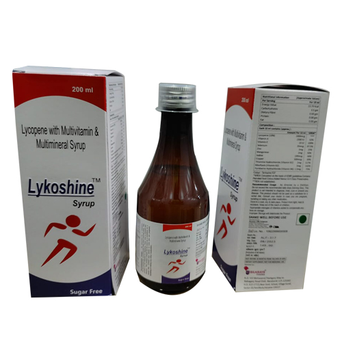 Product Name: LYKOSHINE, Compositions of LYKOSHINE are Lycopene With Multivitamin & Multimineral Syrup - Access Life Science