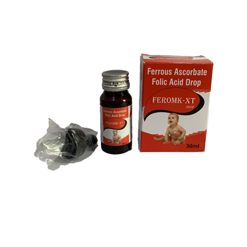 Product Name: FEROMK XT, Compositions of FEROMK XT are Ferrous Ascorbate Folic Acid Drop - MK Healthcare