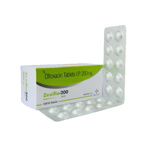 Product Name: Zexiflo 200, Compositions of Zexiflo 200 are Ofloxacin Tablets I.P. 200mg. - Zemax Pharma