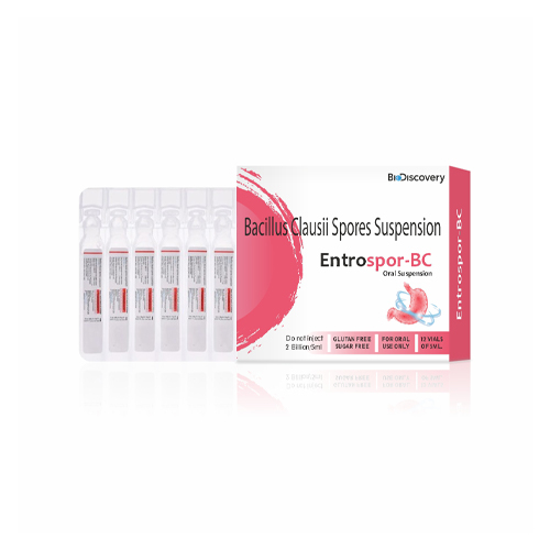 Product Name: Entrospor BC, Compositions of Entrospor BC are Bacillus Clausii Spores Suspension - Biodiscovery Lifesciences Private Limited