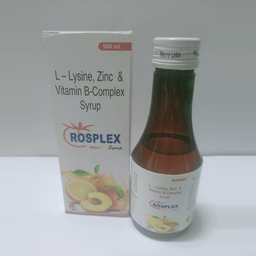 Product Name: Roseplex, Compositions of are L-Lysine,Zinc & Vitamin B-Complex syrup - Macro Labs Pvt Ltd