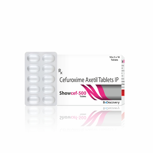 Product Name: Showcef 500, Compositions of Showcef 500 are Cefuroxime Axetil Tablets IP - Biodiscovery Lifesciences Private Limited