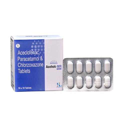 Product Name: Acchok MR, Compositions of Acchok MR are Aceclofenac, Paracetamol & Chlorzoxazone Tablets - Hikona Lifesciences