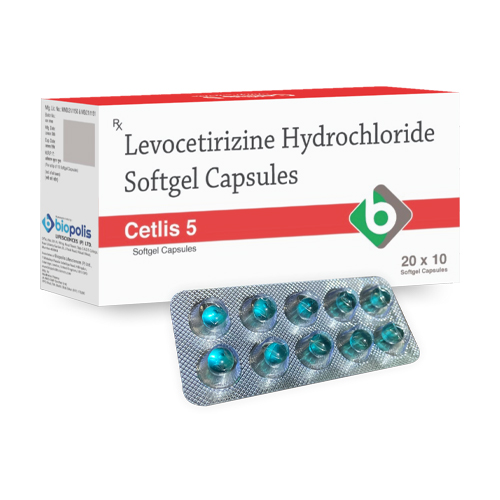 Product Name: CETLIS 5, Compositions of Levocetirizine Hydrochloride Softgel Capsules are Levocetirizine Hydrochloride Softgel Capsules - Biopolis Lifesciences Private Limited