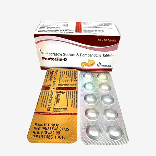 Product Name: PANTOCIIN D, Compositions of PANTOCIIN D are Pantoprazole Sodium Domperidone Tablets - Insta Care Lifesciences