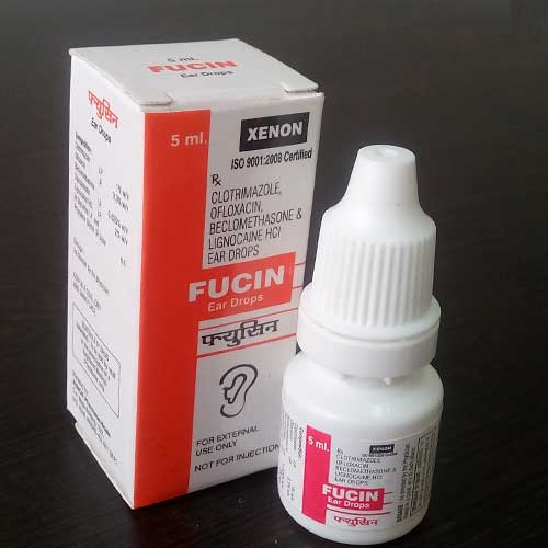 Product Name: Fucin, Compositions of Fucin are Clotrimazole, Ofloxacin, Beclomethasone & Lignocaine HCL Ear Drops - Xenon Pharmaceuticals