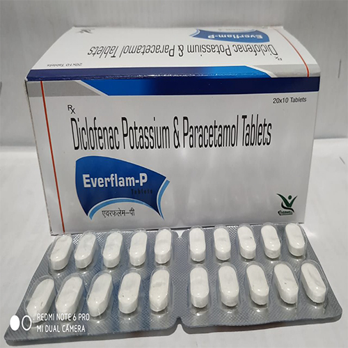 Product Name: Everflam P , Compositions of Everflam P  are Diclofenac Potassium & Paracetamol Tablets  - Orange Biotech Private Limited