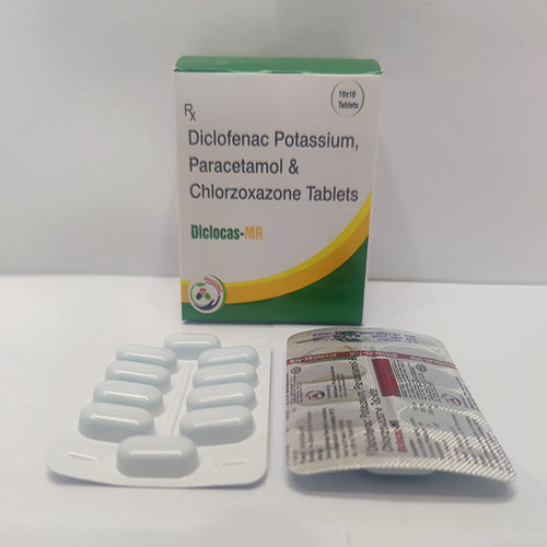 Product Name: Diclocas MR, Compositions of Diclofenac Potassium, Paracetamol & Chlorzoxazone Tablets are Diclofenac Potassium, Paracetamol & Chlorzoxazone Tablets - Medicasa Pharmaceuticals