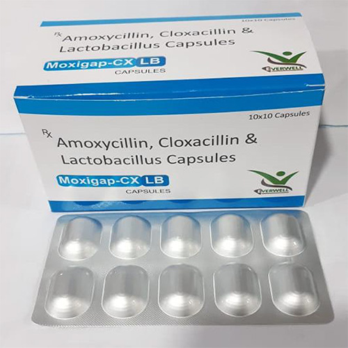 Product Name: Moxigap CX LB , Compositions of Moxigap CX LB  are Amoxycillin, Cloxacillin & Lactobacillus Capsules  - Everwell Pharma Private Limited