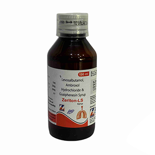 Product Name: Zeriton LS, Compositions of Zeriton LS are Levosalbutamol, Ambroxol Hydrochloride & Guaiphenesin Syrup - Zerdia Healthcare Private Limited