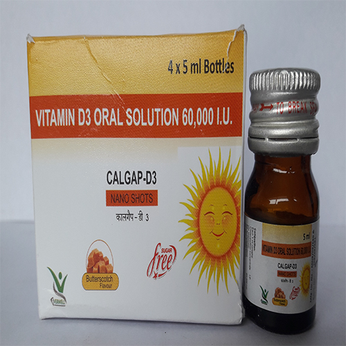 Product Name: CALGAP D3  NANO SHOTS , Compositions of CALGAP D3  NANO SHOTS  are VITAMIN D3 ORAL SOLUTION 60,000 I.U.  - Orange Biotech Private Limited