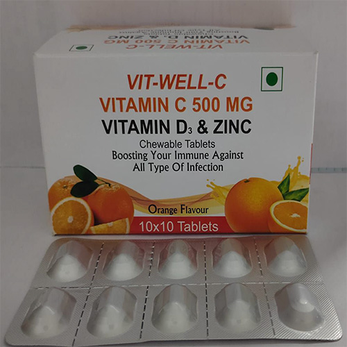 Product Name: VIT WELL C  , Compositions of VIT WELL C   are VITAMIN C 500 MG  VITAMIN D3 & ZINC  - Everwell Pharma Private Limited