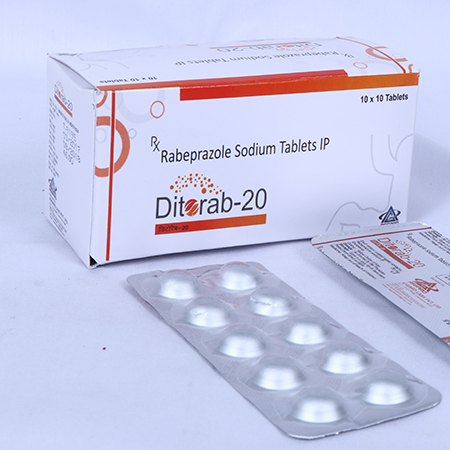 Product Name: Ditorab 20, Compositions of Rabeprazole SodiumTablets IP are Rabeprazole SodiumTablets IP - Asgard Labs Private Limited