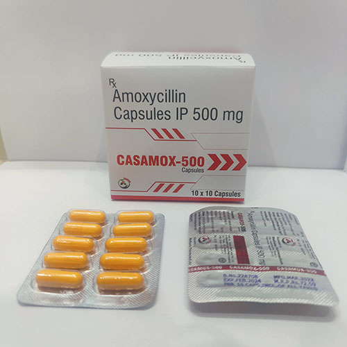 Product Name: Casamox 500, Compositions of Casamox 500 are Amoxycillin Capsules IP 250mg - Medicasa Pharmaceuticals