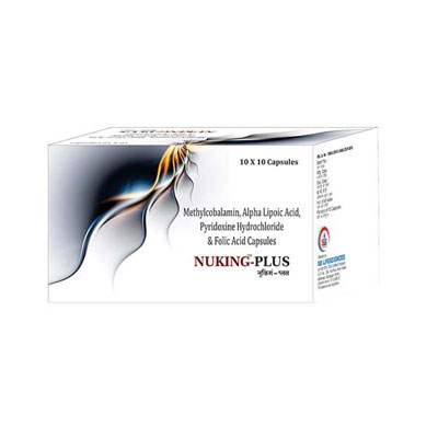 Product Name: Nuking Plus, Compositions of Nuking Plus are Methylcobalamin, Alpha lipoic Acid, Pyridoxine Hydrochloride & Folic acid capsules - SB LIFESCIENCES