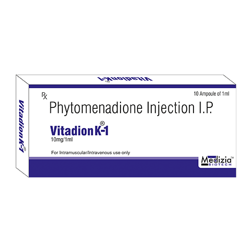 Product Name: Vitadion K 1, Compositions of Phytomenadione Injection I.P.  are Phytomenadione Injection I.P.  - Medizia Biotech