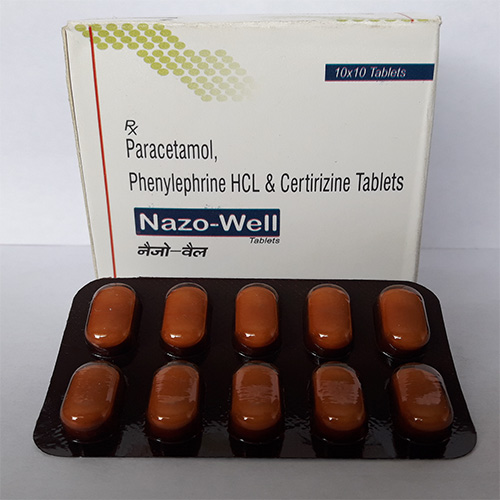 Product Name: Nazo Well , Compositions of Nazo Well  are Paracetamol, Phenylephrine HCL & Certirizine Tablets  - Everwell Pharma Private Limited