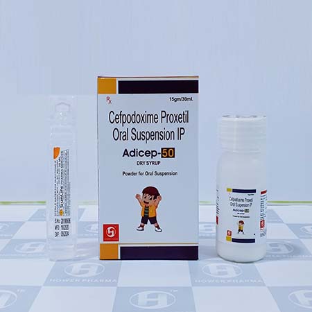 Product Name: Adicep 50, Compositions of Cefpodoxime Proxetil Oral Suspension IP are Cefpodoxime Proxetil Oral Suspension IP - Hower Pharma Private Limited