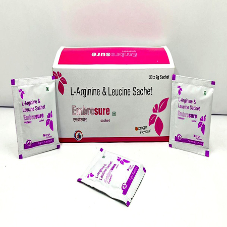 Product Name: Embrosure, Compositions of L-Arginine & Leucine Sachet are L-Arginine & Leucine Sachet - Hablar Healthcare