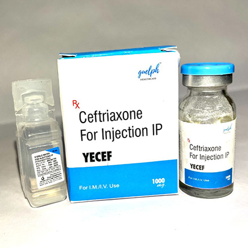 Product Name: Yecef, Compositions of Ceftriaxone For Injection Ip are Ceftriaxone For Injection Ip - Guelph Healthcare Pvt. Ltd