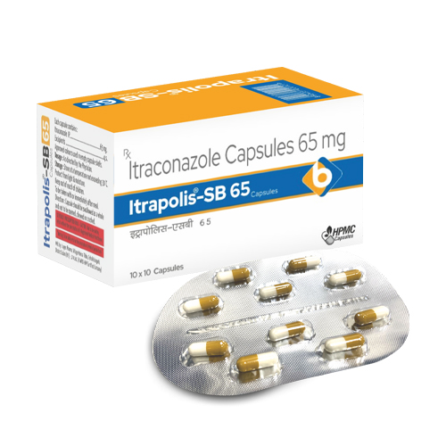 Product Name: ITRAPOLIS SB 65, Compositions of ITRAPOLIS SB 65 are Itraconazole Capsules 65mg - Biopolis Lifesciences Private Limited