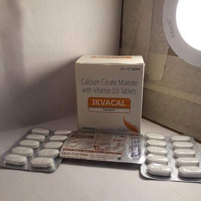 Product Name: Ikvacal Tablets, Compositions of Ikvacal Tablets are Calcium Citrate  Malate, Vitamin D3 Tablets  - Ikvans Pharma