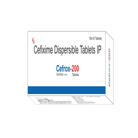 Product Name: Cefrox 200, Compositions of Cefrox 200 are Cefixime Dispersible Tablets IP - Anrox pharmaceuticals