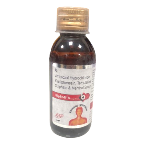 Product Name: RIPKOFF A, Compositions of RIPKOFF A are Ambroxol Hydrochloride Guaiphenesin, Terbutaline Sulphate & Menthol Syrup - Biopolis Lifesciences Private Limited