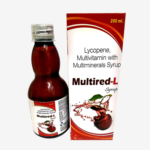 Product Name: MULTIRED L, Compositions of MULTIRED L are Lycopene, Multivitamin & Multiminerals Syrup   - Insta Care Lifesciences