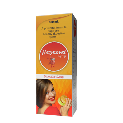 Product Name: Hazmovel Syrup, Compositions of Hazmovel Syrup are A powerful formula supports healthy digestive system - Nutravel Healthcare