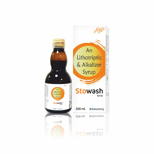 Product Name: Stowash, Compositions of Stowash are An Lithotriptic & Alkalizer Syrup - Biodiscovery Lifesciences Private Limited