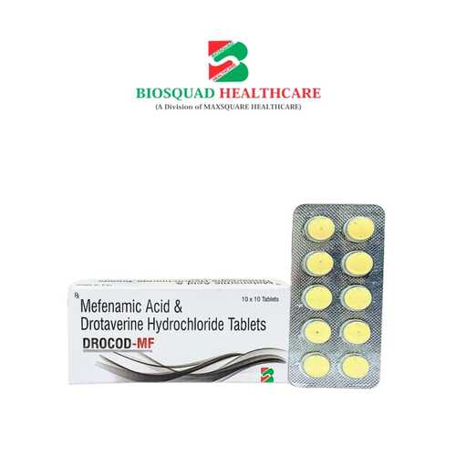 Product Name: DROCOD MF, Compositions of Mefenamic Acid & Drotaverine Hydrochloride Tablets are Mefenamic Acid & Drotaverine Hydrochloride Tablets - Biosquad Healthcare