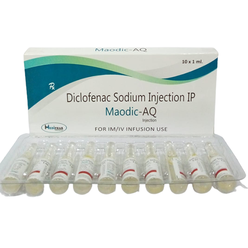 Product Name: Maodic Aq, Compositions of Maodic Aq are Diclofenac Sodium Injection I.P. - Mediphar Lifesciences Private Limited