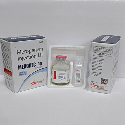 Product Name: MERODEC 1g, Compositions of Meropenem Injection I.P.  are Meropenem Injection I.P.  - Starzac Formulations Private Limited